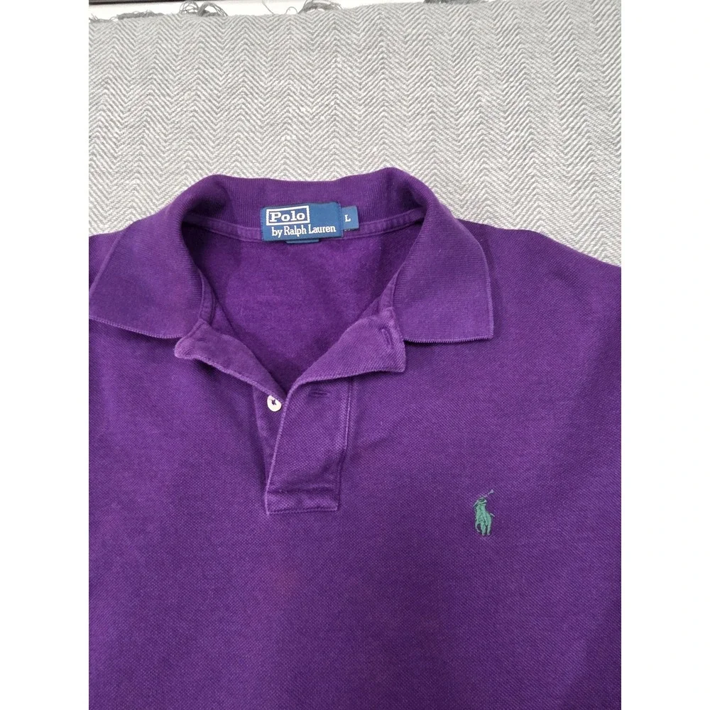 Polo Ralph Lauren Mens Large‎ Purple Long Sleeve Polo Shirt Green Pony Logo
